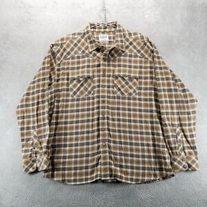 Ariat Shirt Mens 2XL Brown Western Plaid Pearl Snap Button Up Cowboy Flannel